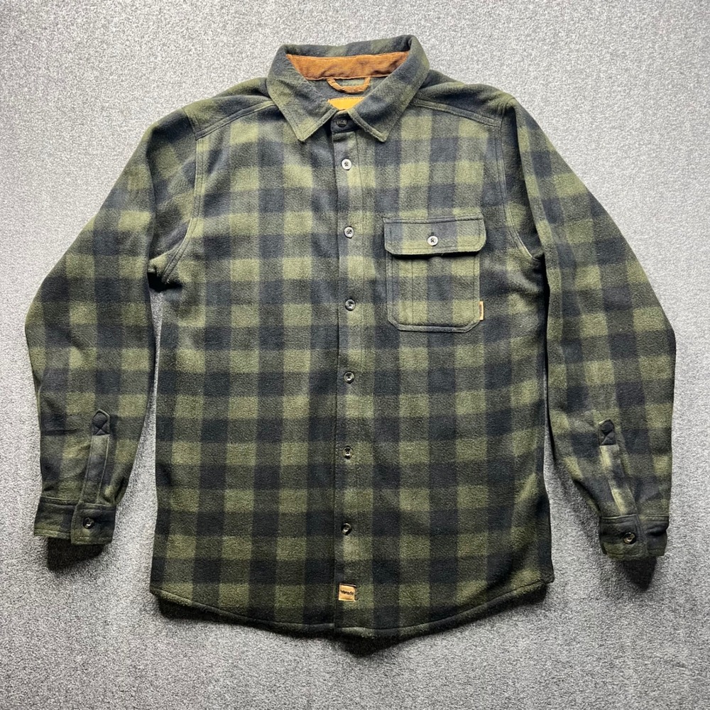 Venado Fleece Shirt Jacket Mens LT Large Tall Green Buffalo Plaid Button Up